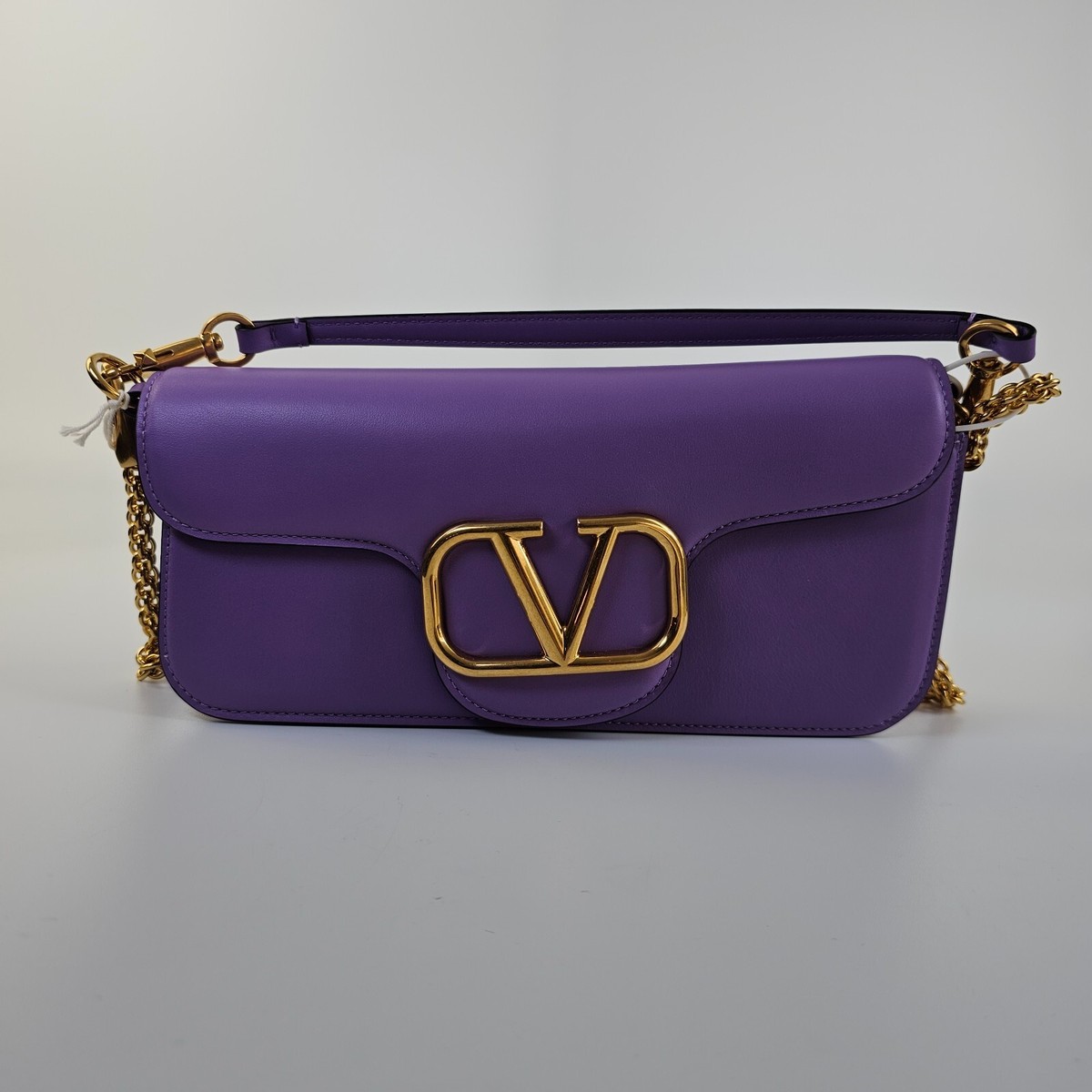 VALENTINO GARAVANI Loco Medium Glicine Purple Leather Shoulder Bag 