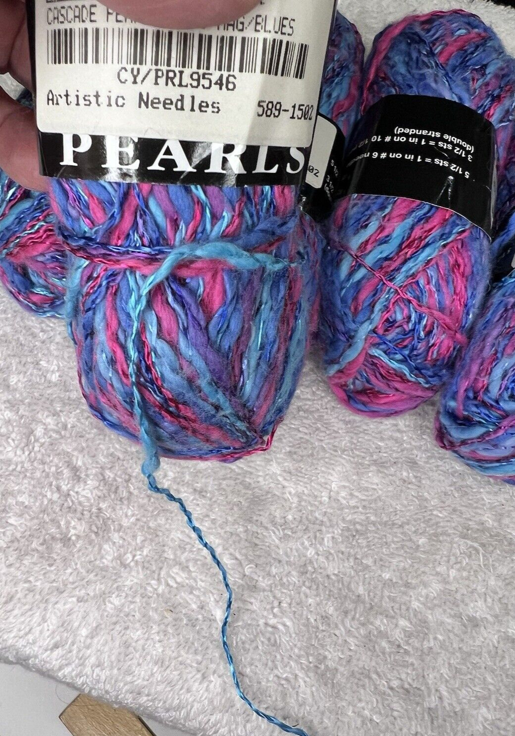 Cascade Yarns Pearls Color 9546 5 skeins 50 grams each Pink Blue Purple