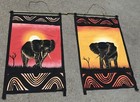 Vintage MNT ARTS cloth wall hanging African Elephant batik set of 2