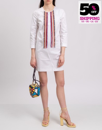 RRP€831 DSQUARED2 Mini Dress IT38 US2 UK6 XS Beaded Fringe Made in Italy