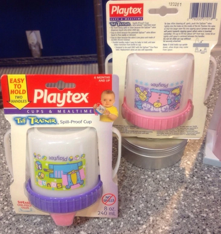 2 TAZAS PARA SORBER PLAYTEX VINTAGE SIN DERRAMES ¡ENVÍO GRATUITO! 2 MANIJAS RARAS COLECCIONISTAS!! Foto 2 de 4