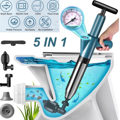 #ad High Pressure Toilet Air Plunger Kit Air Toilet Unclogger Air Drain Blaster Kit $22.98