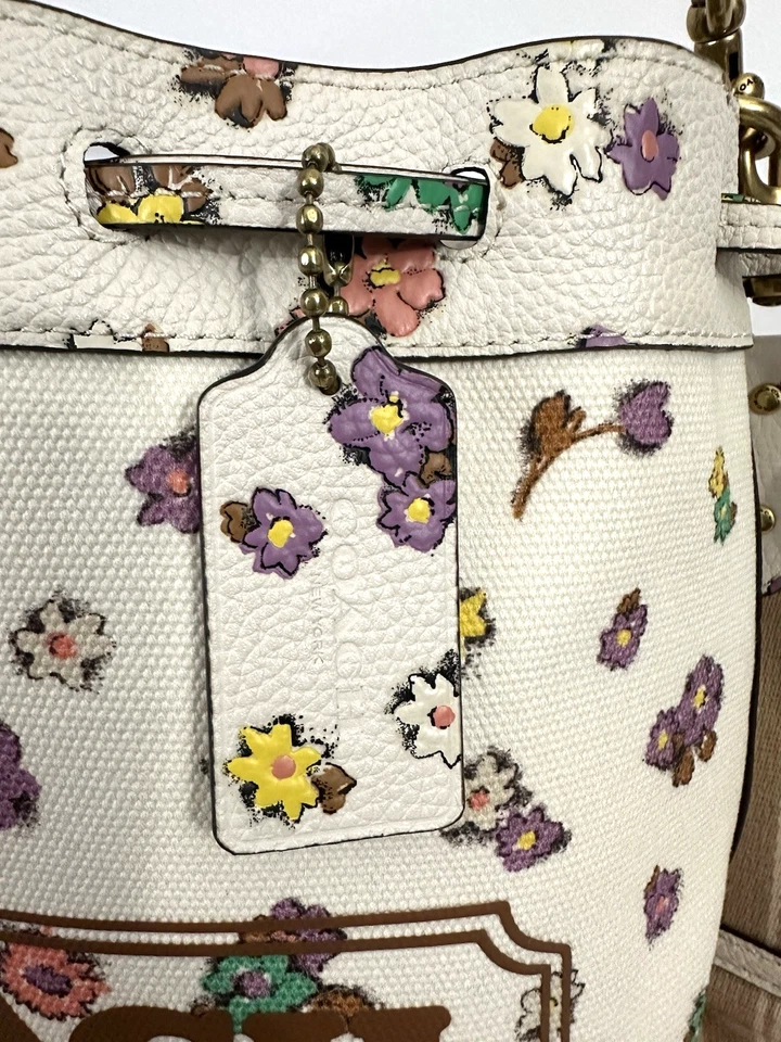 Bolso Cubo Floral COACH Field 2 Vías Lona Cuero Blanco C3854 Foto 4 de 4