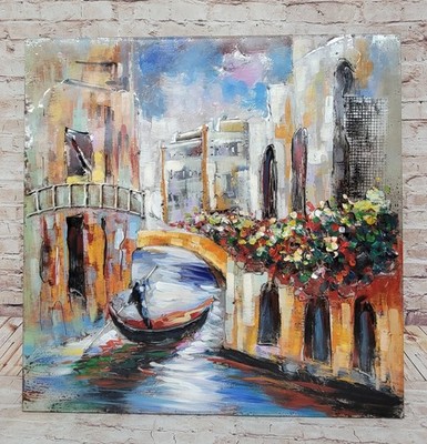 Beautiful 3D Venice Painting on Metal Canvas Handmade Italian Landscape Gift NR