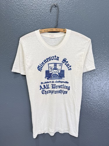 Vintage 70’s Maverick Minnesota AAU Wrestling White Tee Shirt Size Medium - Picture 3 of 5