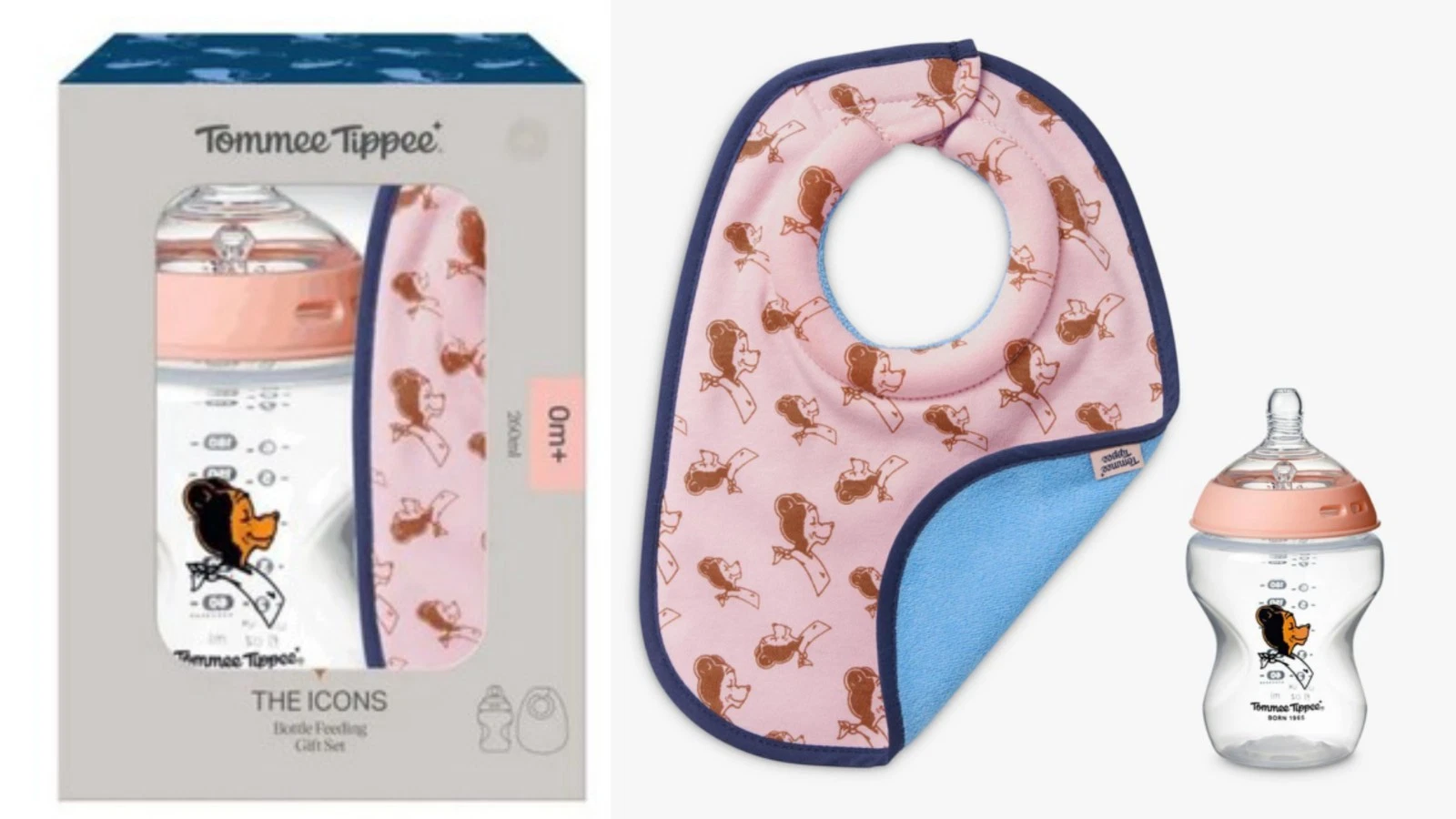 Tommee Tippee Bib & Bottle Gift Set With Anti Colic Valve Pink For New Born Baby