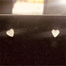 Gold Plated Heart Stud Earrings Metal Butterfly Back