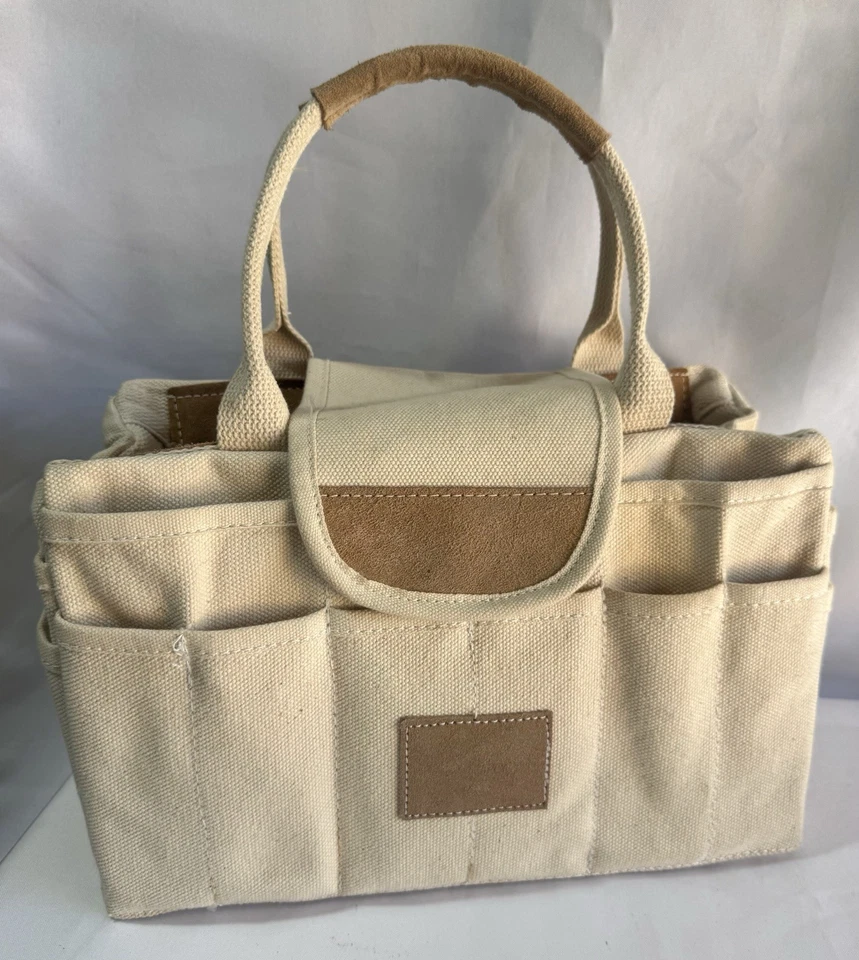 Bolso de Mano Florida Coast Premium Artesanía Cuero Borde Herramienta Algodón Natural Foto 3 de 4