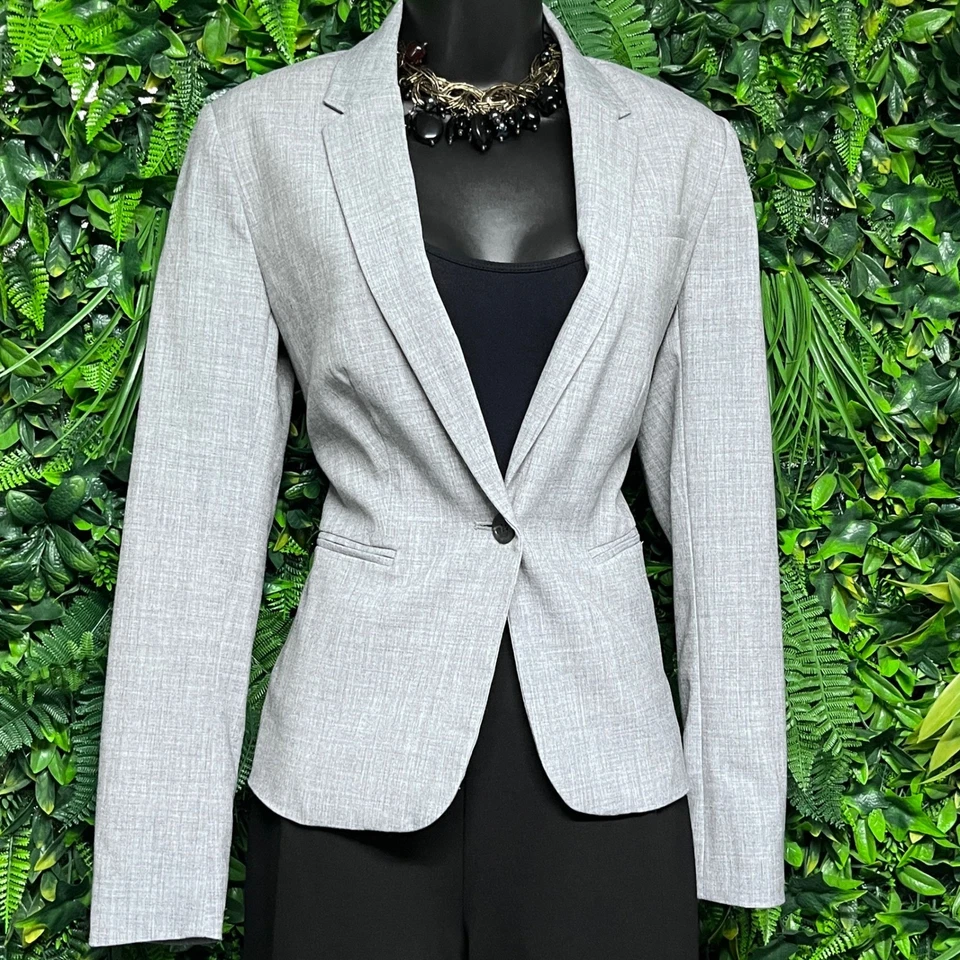 Blazer Banana Republic Talla 0 Gris Ajustado Carrera Negocios Informal Oficina 3097 Foto 3 de 4