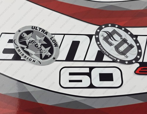 Evinrude 60 hp ETEC 2015-2016 outboard engine decals sticker set Graphite Cowl - Picture 5 of 6
