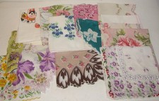 Vintage Lot of 14 Womens Hankies Assorted Size Design Floral Embroidery
