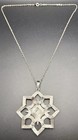 Vintage Mod Pendant Necklace Textured / Shiny Silver Tone 20” Chain — photo 5