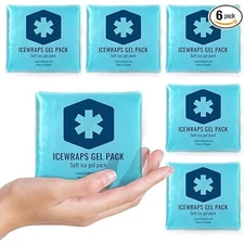 NWT ICEWRAPS Small Reusable Gel Ice Packs 6-Pack Blue 3x3 Hot & Cold