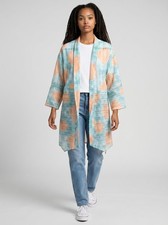 Ruby Rd NWT Kimono Duster-Size Small-Mint Green Peach