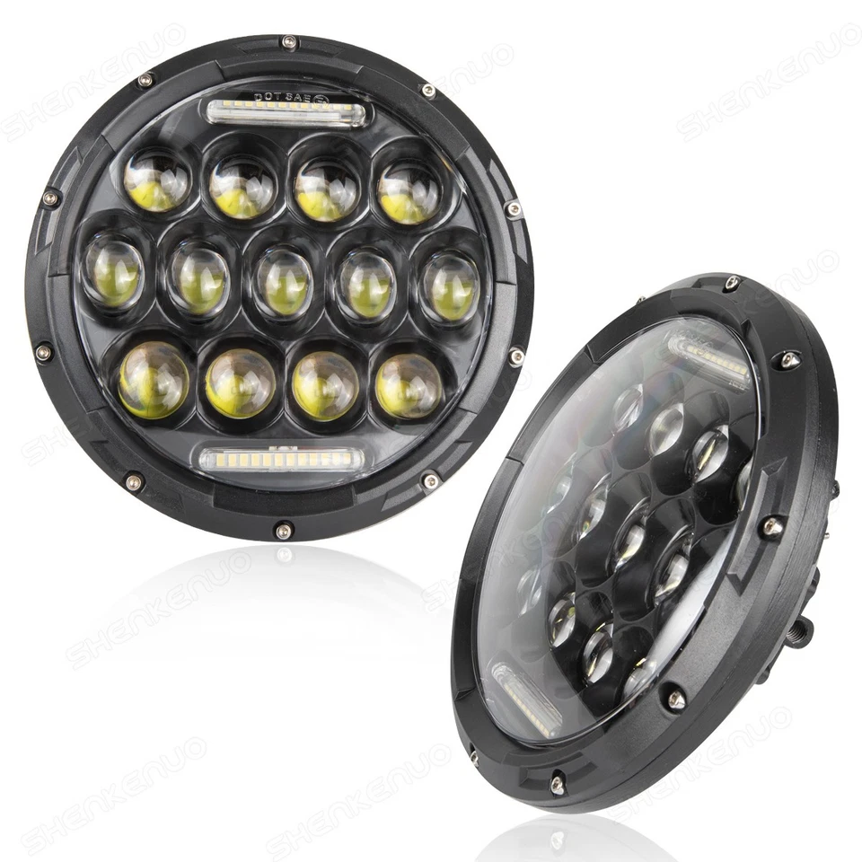 Faros halo LED redondos 2X 7 pulgadas haz alto/bajo DRL para Jeep Jeepster 1971 Foto 2 de 4