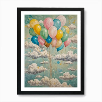 Luftballons am Himmel 1 Kunstdruck gerahmt Wandbild Poster Leinwanddruck Bild