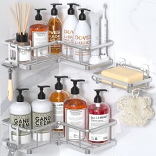 Corner Shower Caddy Organizer, Self-Adhesive Rustproof Bath Shelves with Soap