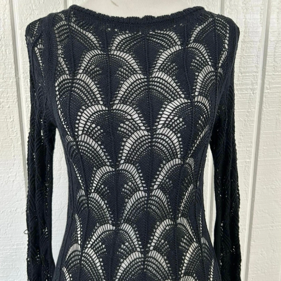 Mini Vestido Wild Fable Mujer Manga Larga Pointelle Gótico Bruja Negro Talla XXS Foto 3 de 4