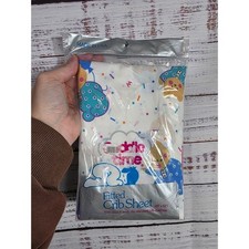 VTG Cuddle Time Fitted Crib Sheet Bears Pajamas Confetti 28x52