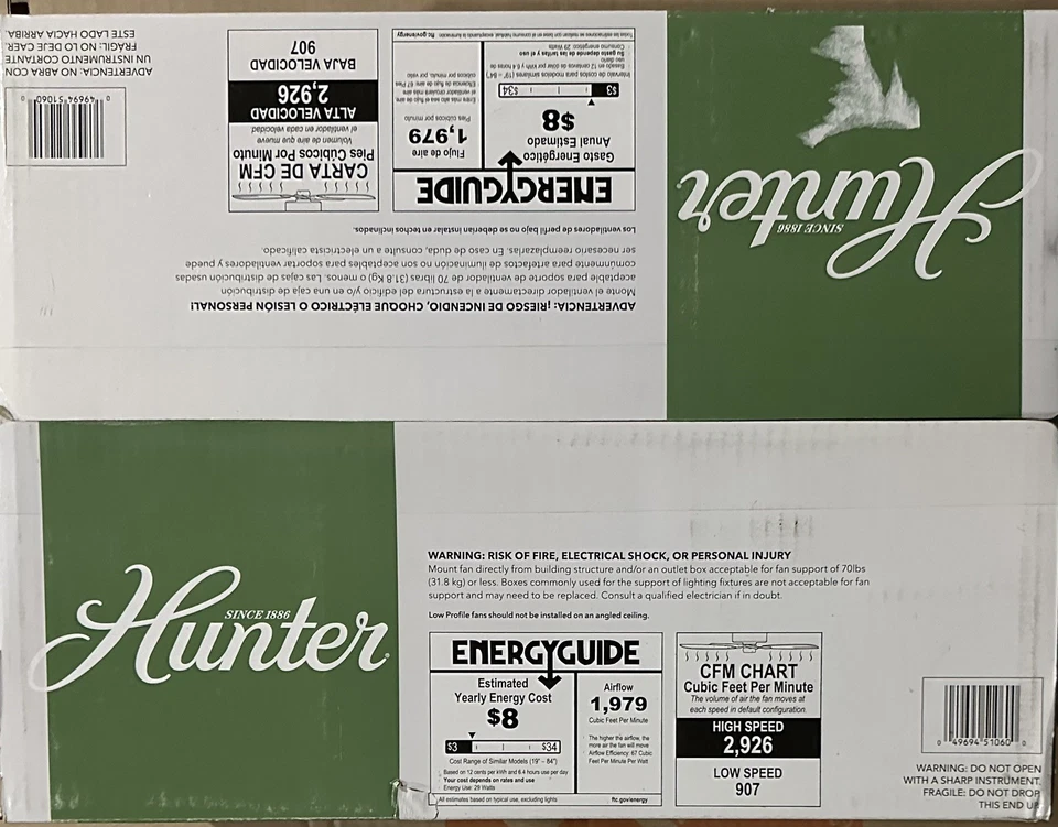 Hunter 42" inch Low Profile IV Ceiling Fan w/ Pull Chain Antique Pewter NO LIGHT - Image 2 of 4