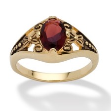 Simulated Birthstone Gold-Plated Filigree Ring