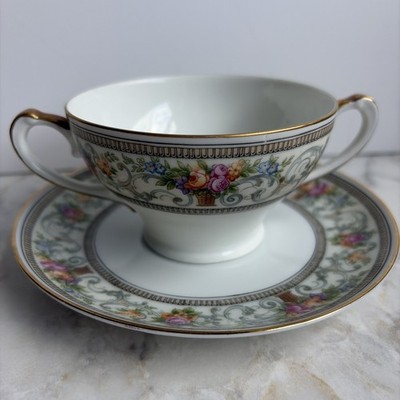 Vintage The Meriden Hutschenreuther Bouillon  Double Handle Cup & Saucer Set