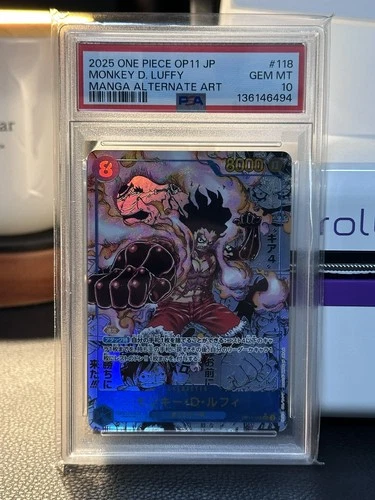 2025 ONE PIECE OP 11 JP MONKEY D. LUFFY MANGA ALTERNATE ART OP11-118 #118 PSA 10