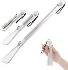 Fanwer Shoe Horn 36.2“Shoe Long Handle Foldable Travel White 