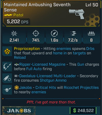 Borderlands 4✅Maintained Ambushing Seventh Sense 1 - Pistol - Guns/Weapons✅