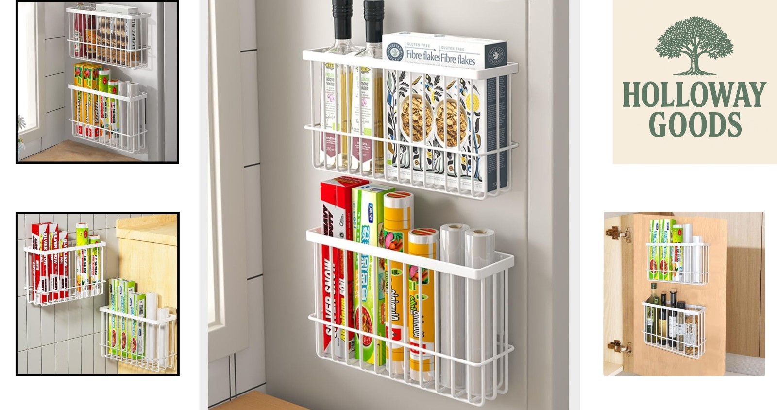 Self-Adhesive Wall Mounted Storage Boxes for Kitchen & Bathroom Organization