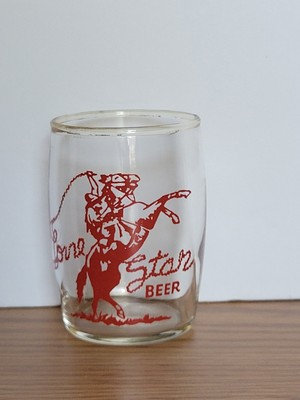 #ad Lone Star Beer Enamel Painted Barrel Beer Glass Cowboy Rodeo San Antonio Texas $21.95
