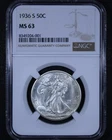 1936-S Walking Liberty Half Dollar - 50c NGC MS63 - Bright And Flashy Coin!