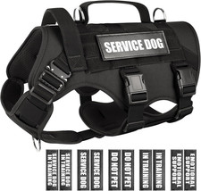 Service Dog Vest Harness for Large Dog, Tactical Working MOLLE Vest with 10 Pet
