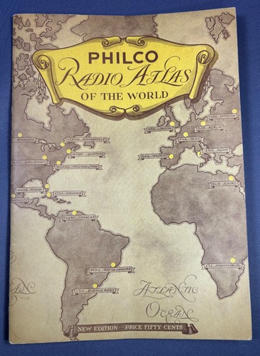 1935 Philco Radio Atlas of the World Color Maps Charts Short Wave Advertising