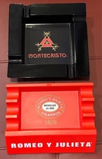 2 Cigar Ashtrays Romeo Y Julieta And Montecristo Red And Black Plastic Large