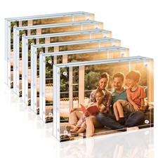 Egofine 4x6 Acrylic Frames 6 Pack, 20mm Thicker Frameless Clear 4x6, 6