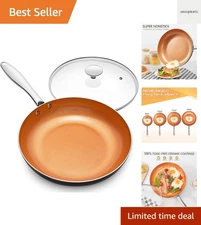 12 Inch Frying Pan with Lid, Nonstick Copper Frying Pan, Non Stick Ceramic Sk...