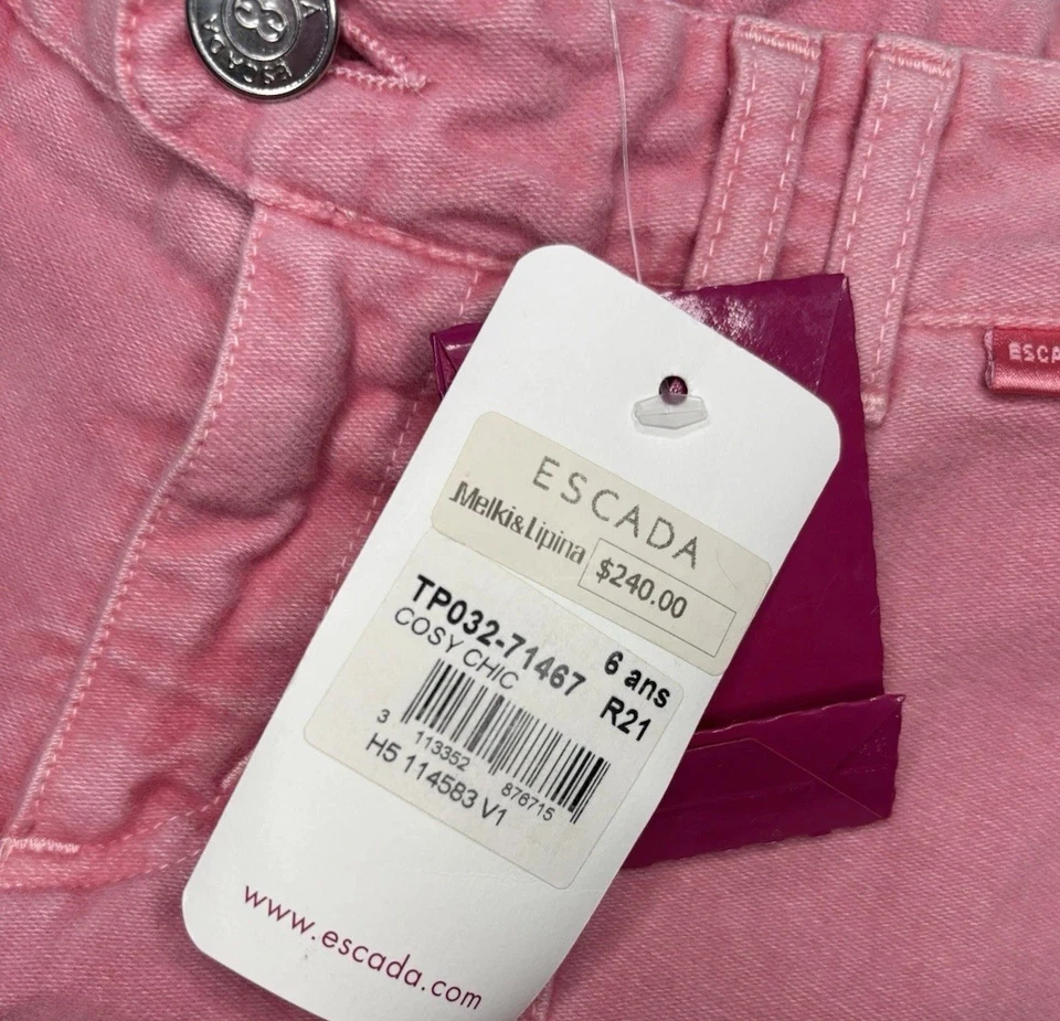 Pantalones cargo Escada Kids rosa Moleskin nuevos con etiquetas talla 6A PVP $240 raro diseñador Foto 4 de 4