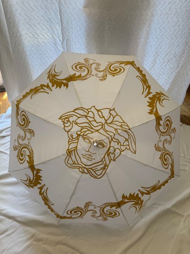 Versaace Regenschirm, weiß/gold, Medusa Emblem