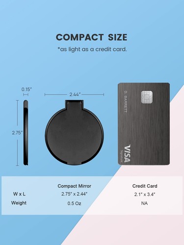 Compact Mirror Bulk Round Makeup Mirror for Purse, Set of 3, 2.6" L x 2.37" W... - Picture 2 of 7