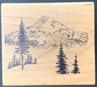 Embossing Arts Mountains Trees Landscape Rubber Stamp