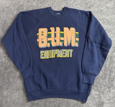 Vintage 90's Fruit of the Loom Bum Equipment Spellout Sweatshirt Size Large