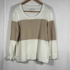 Royal Mer France 48 L/XL Cotton Colorblock Sweater Ivory Beige Knit