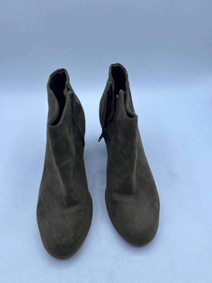 Old Navy Ankle Bootie Women's Sz 7 Brown Leather Block Heel SideZip AlmondToe - Image 2 of 4