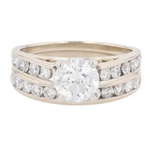 IGI 2.07ctw Round Diamond w / Accents Wedding Set Rings 14k White Gold Size 6.25