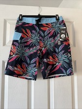 NWT Volcom Boy's M 10/12 Tropical Navy Board Shorts Swim Trunk Anti UV 50 45