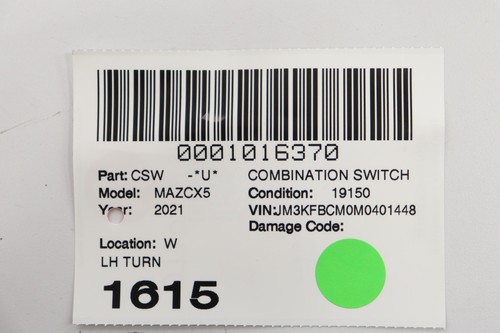 2016 - 2021 MAZDA CX-5 STEERING COLUMN LEFT TURN SIGNAL COMBINATION SWITCH OEM - Picture 9 of 9