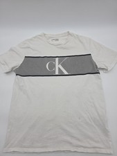 Calvin Klein T-shirt Men Small White Solid Logo .. 41017