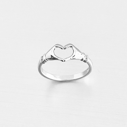 Anello mani cuore argento sterling, anello argento, anello cuore, anello Claddagh - Foto 9 di 11