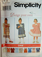 Simplicity Dress 7411 Sewing Pattern Girls 2 3 4 UC Modest Country Easter Design